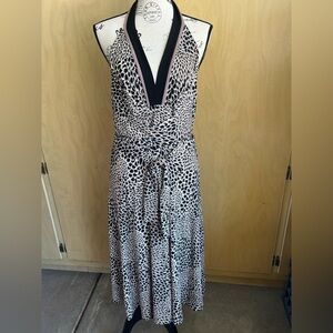 BCBG Sexy Halter Black and White Patterned Dress